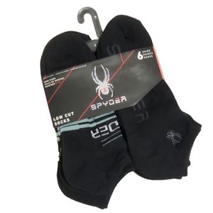 Spyder 6 Pairs Men's Black Low Cut Socks Size 6-12 NWT